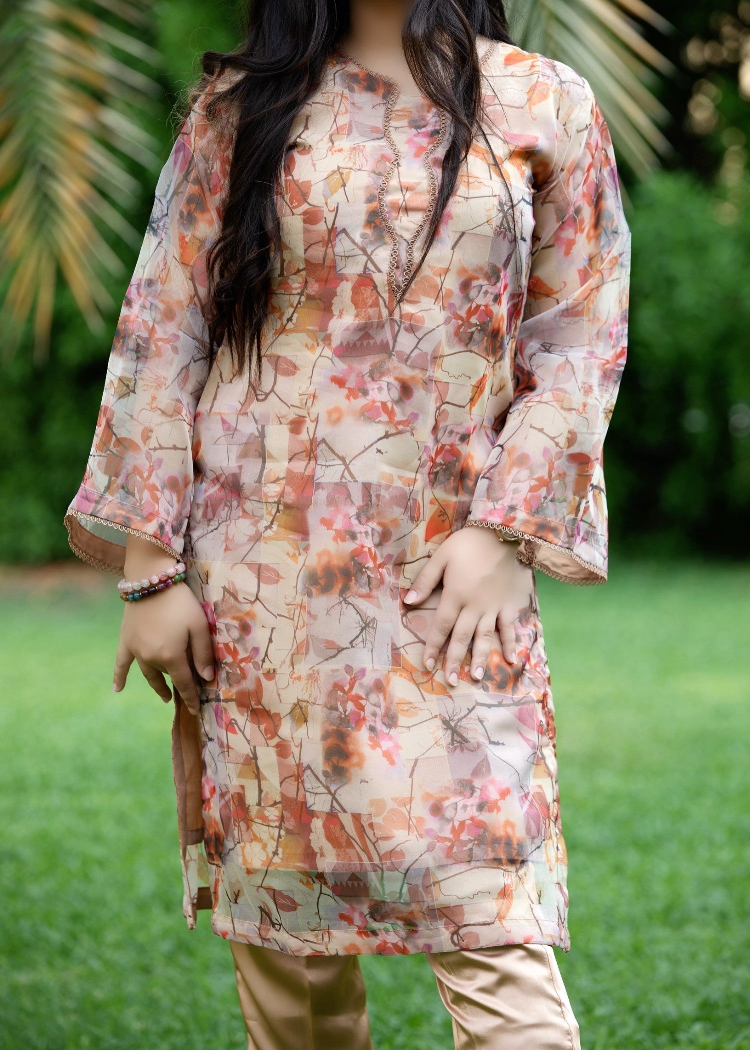 Hayati Collections – Organza Digital Printed _ Brown Women 2pcs