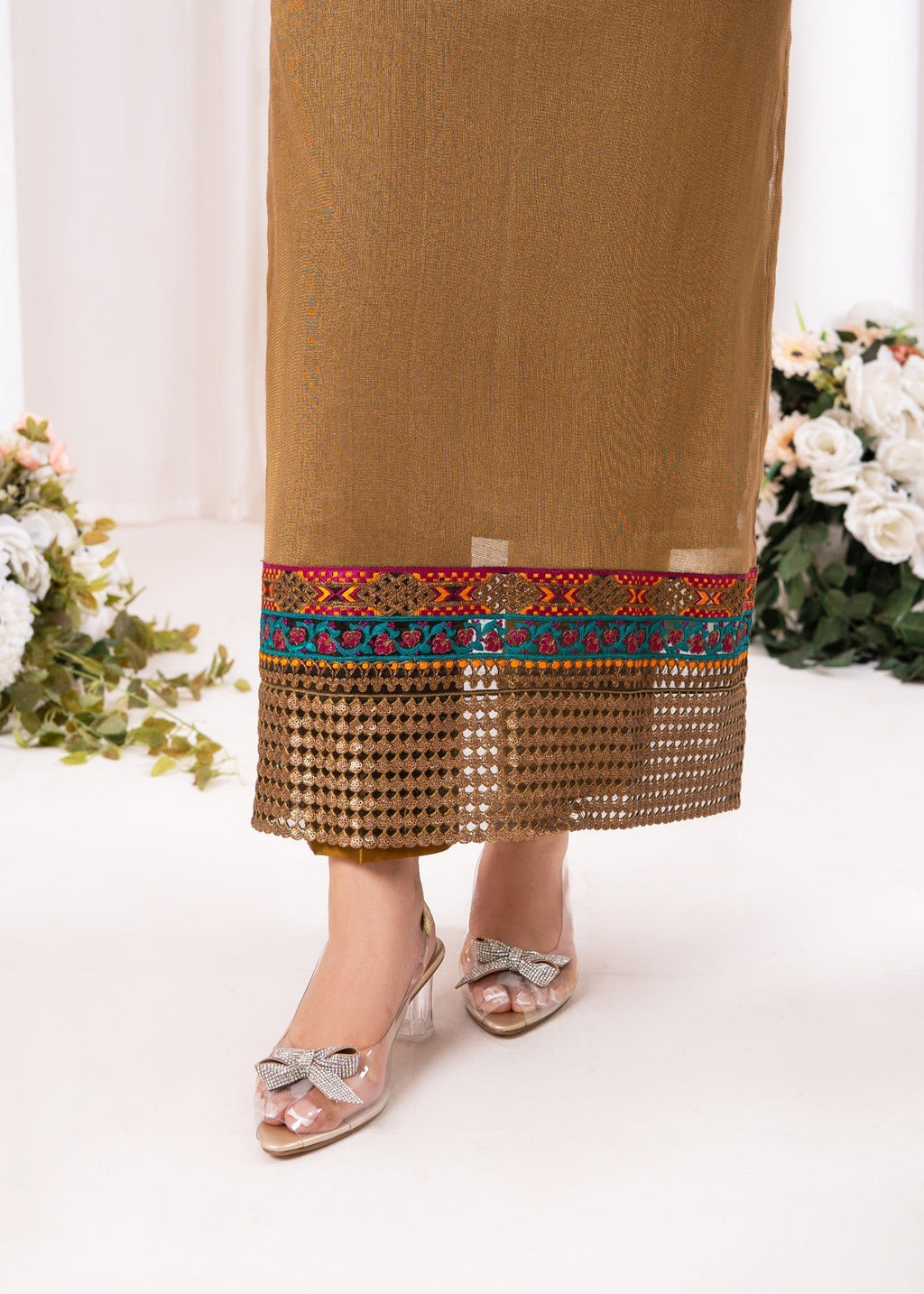 Meem Designs BROWN ZARI Women 3pcs