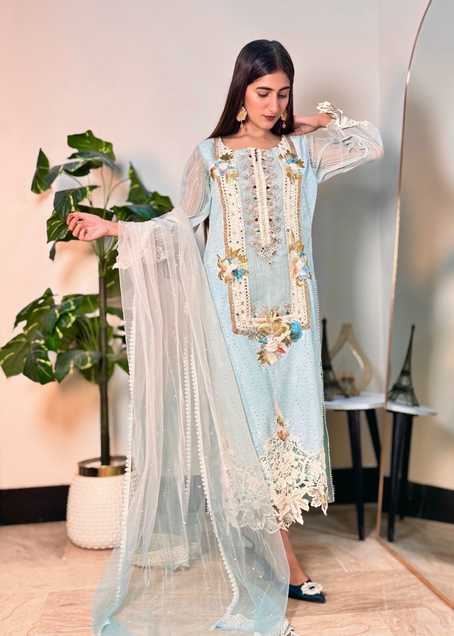 Khuda Baksh Creations S 125 Cyan Women 4pcs