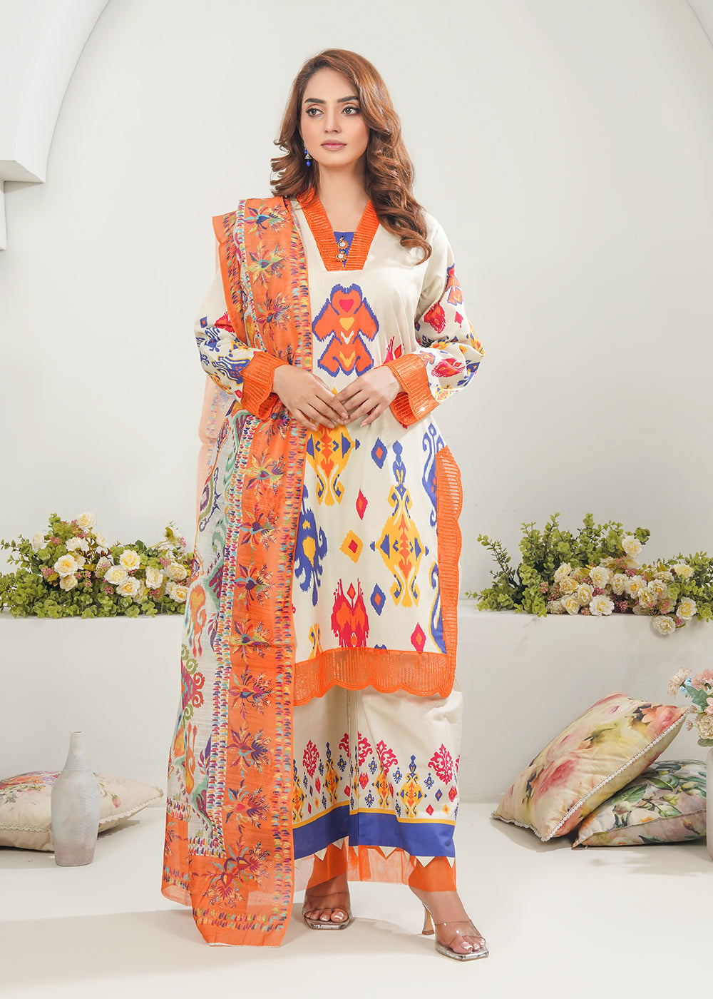 Elara Official Flame Printed Suit Women 3pcs