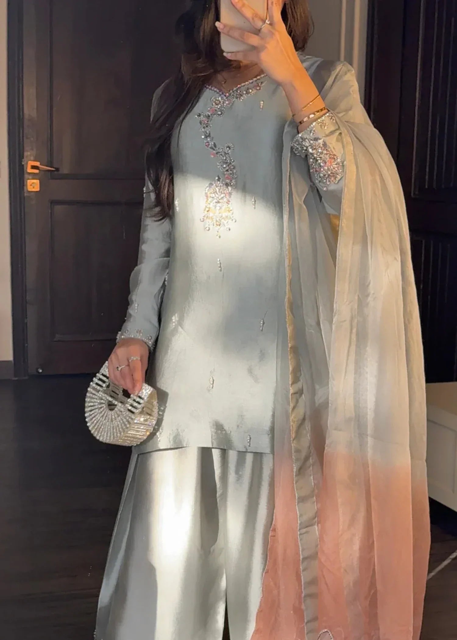 Uzman Yasen Silk Hand Work Farshi Shalwar Women 3pcs