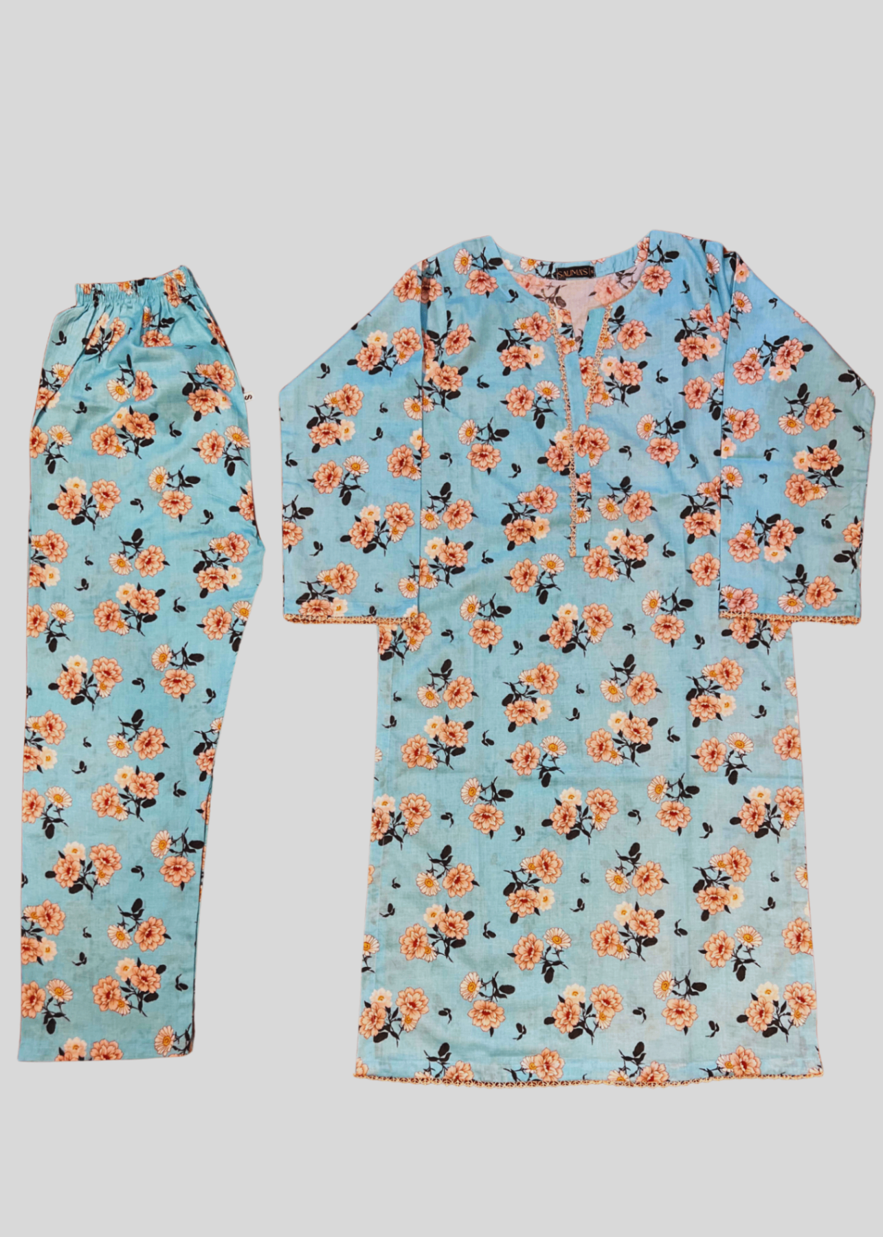 Salimas Lawn Stitched Suit – Blue Blossom Charm Women 2pcs