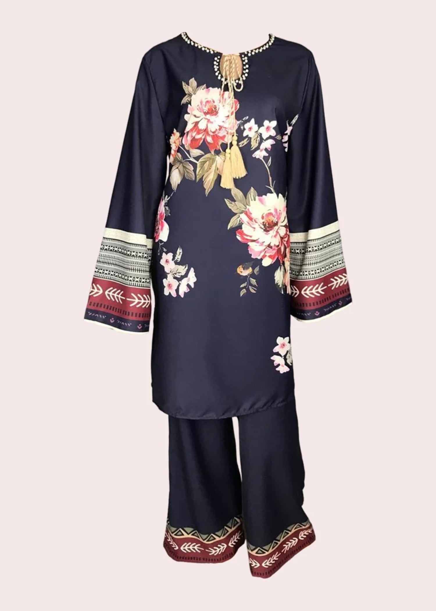 Fabbywear Dori Co ord (Shirt & Trouser) Navy Blue Women 2pcs