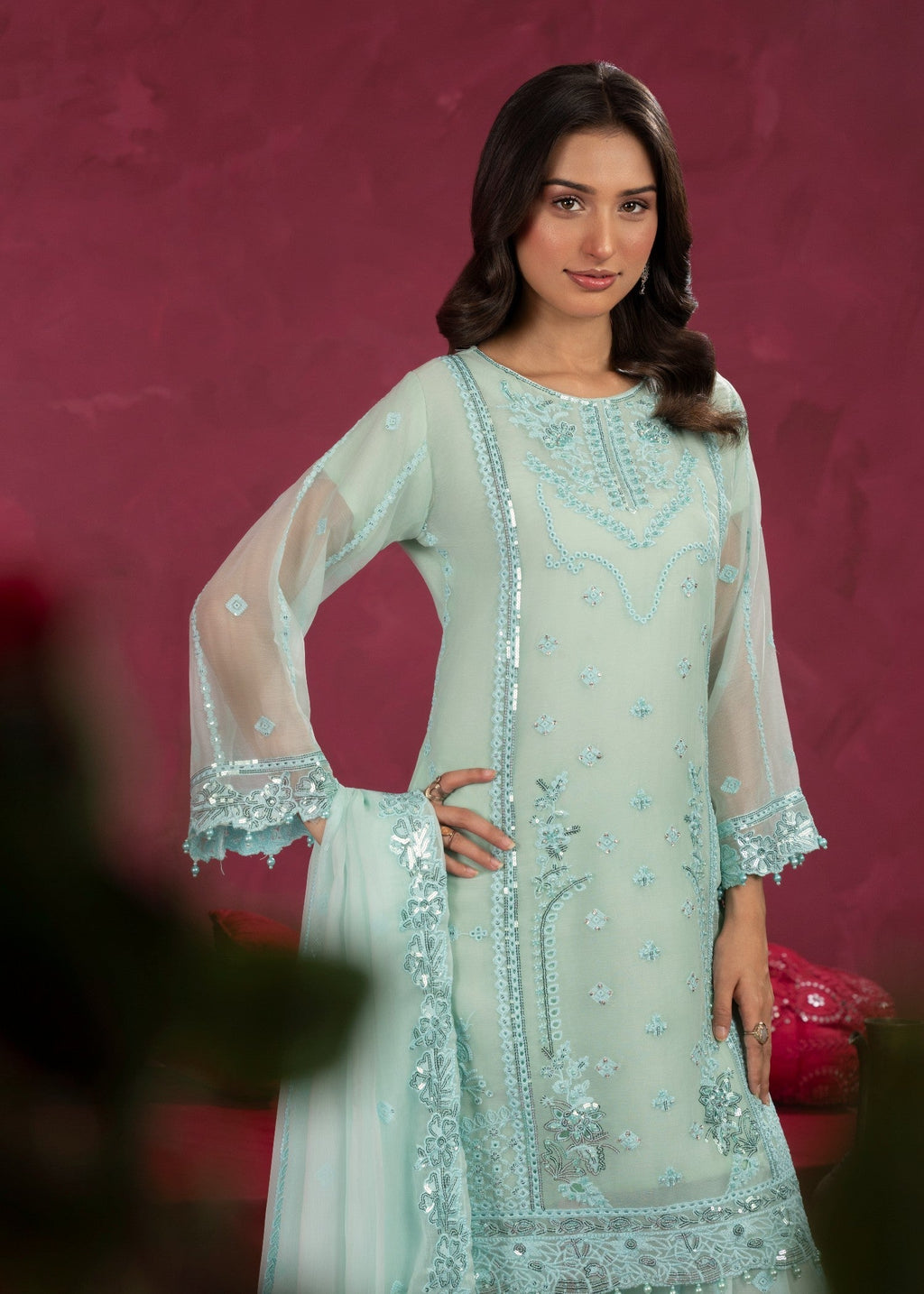 Four Season Boutique ZOBIA GHARARA ICEBLUE Women 3pcs