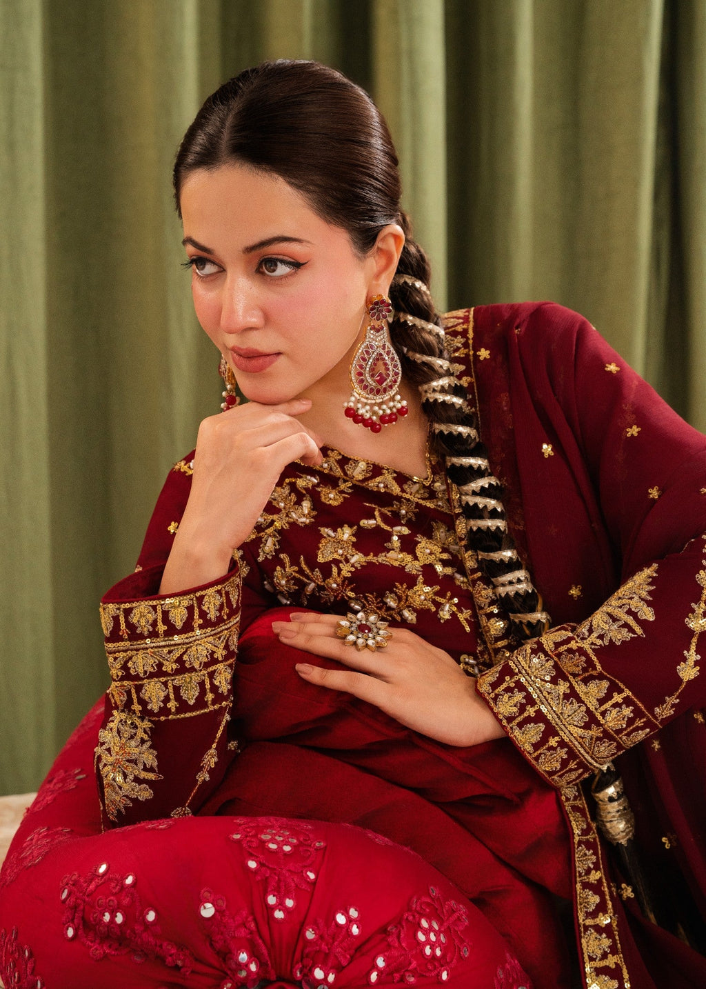 Qasim Anwer By Chandni Bridals MAHSATI (MAROON) Women 3pcs