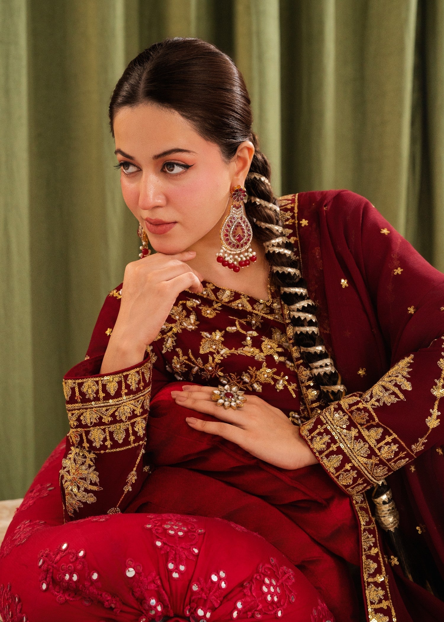 Qasim Anwer By Chandni Bridals MAHSATI (MAROON) Women 3pcs