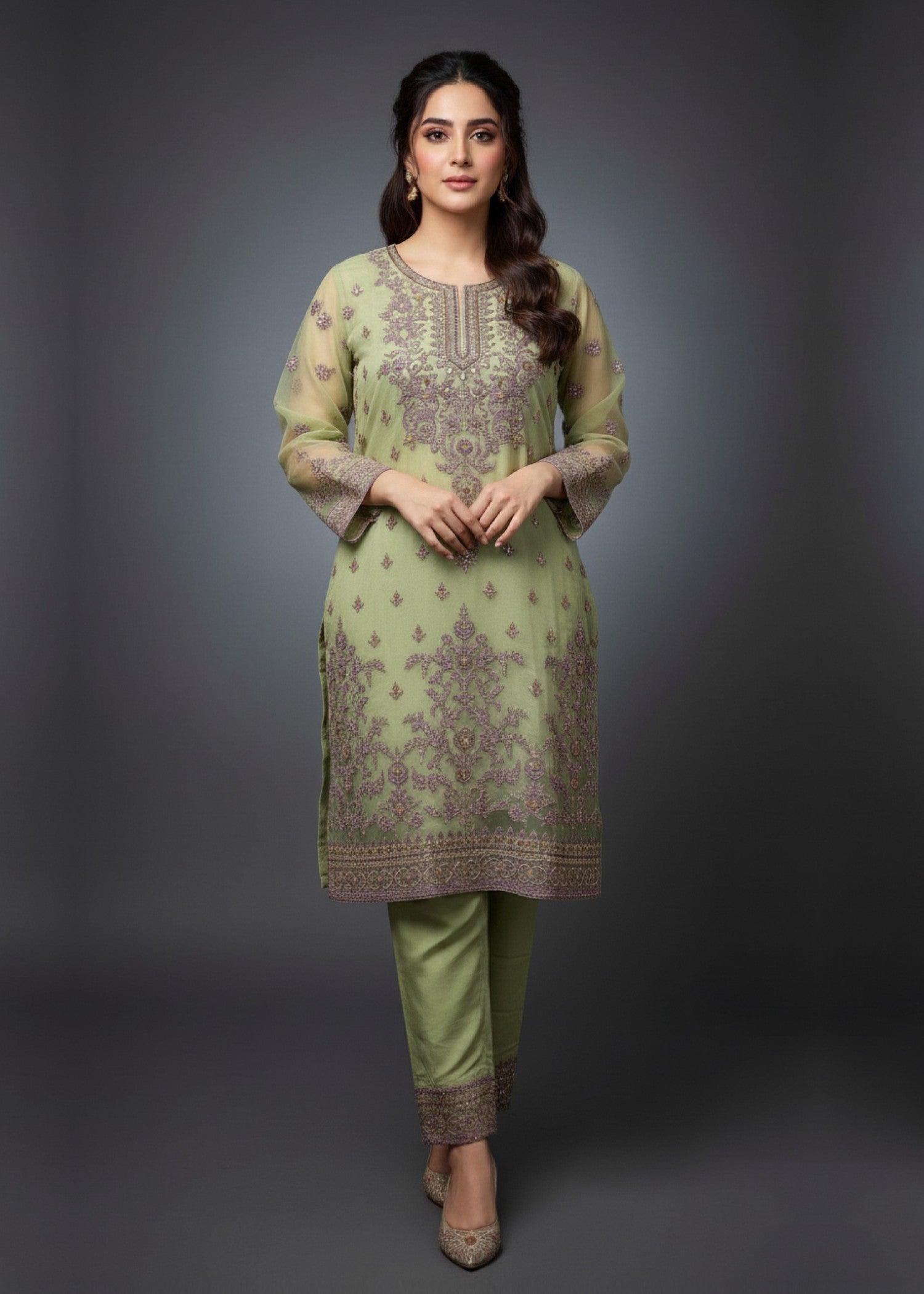 Diara Couture HOOR US 498 P. GREEN Women 3pcs