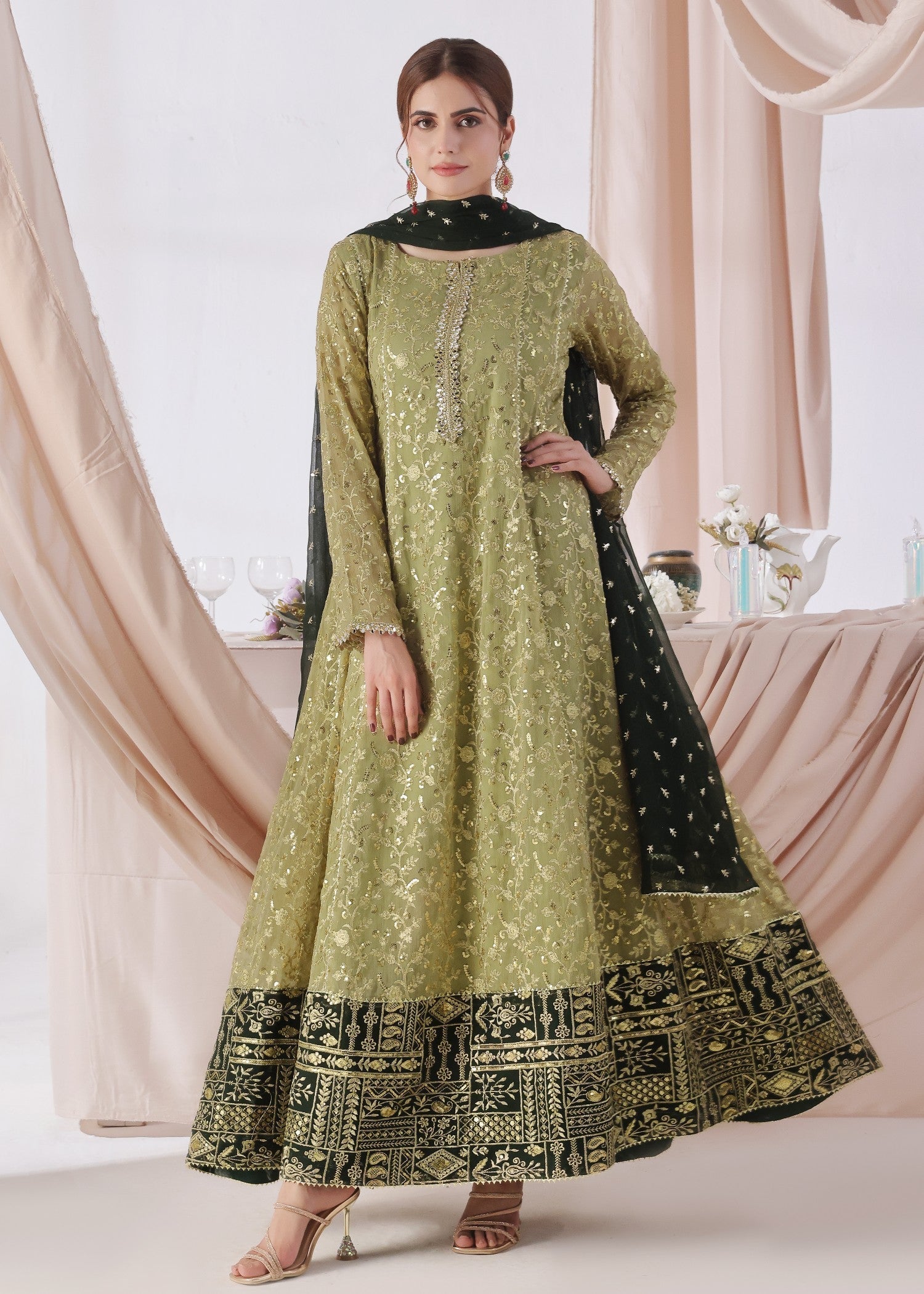 Ayesha Closet Hajra Noor Olive Women 3pcs