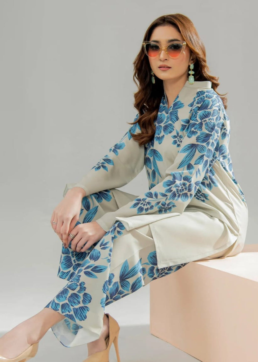 Shanghai Preet Elegant Sky Blue Women 2pcs