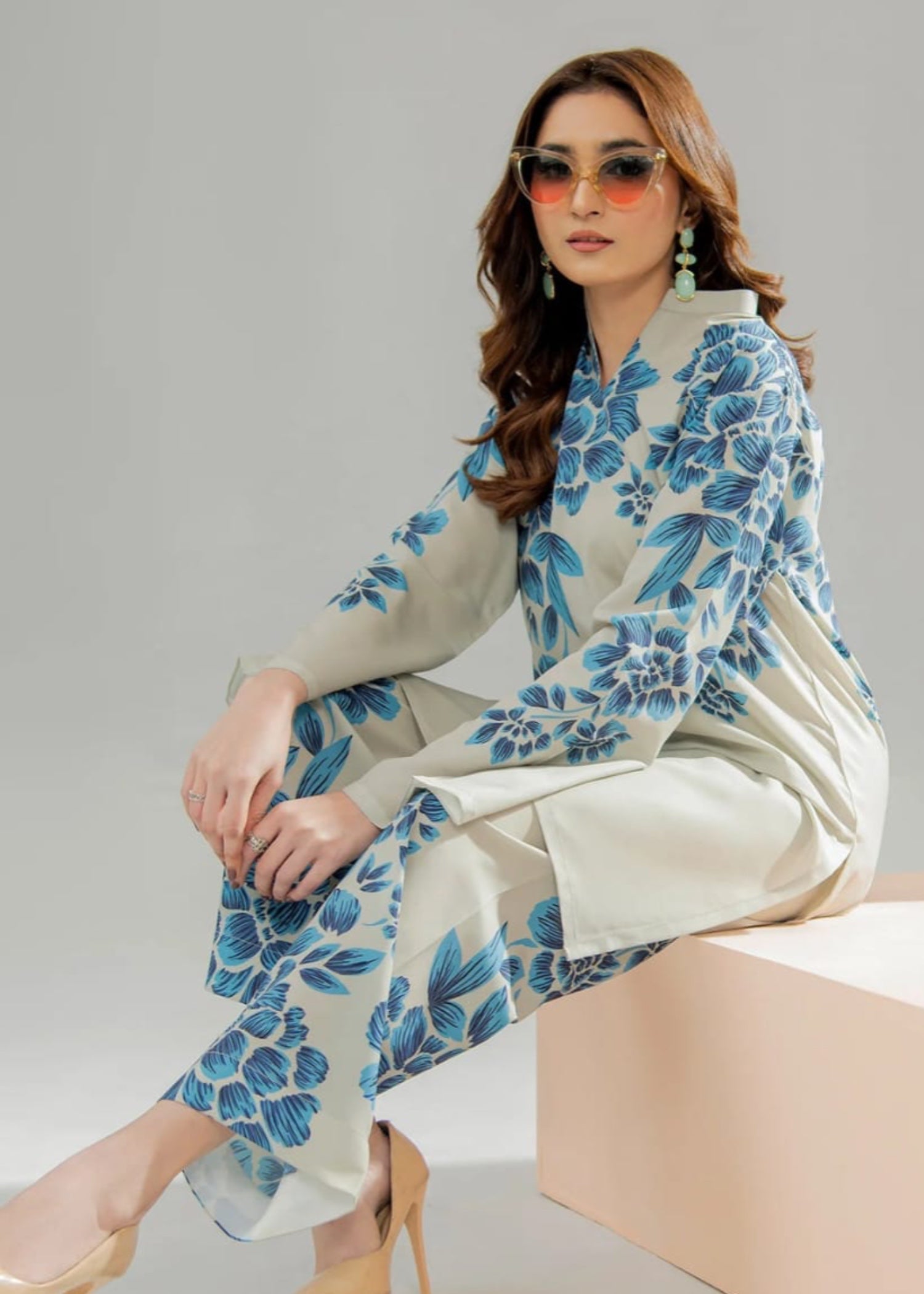 Shanghai Preet Elegant Sky Blue Women 2pcs