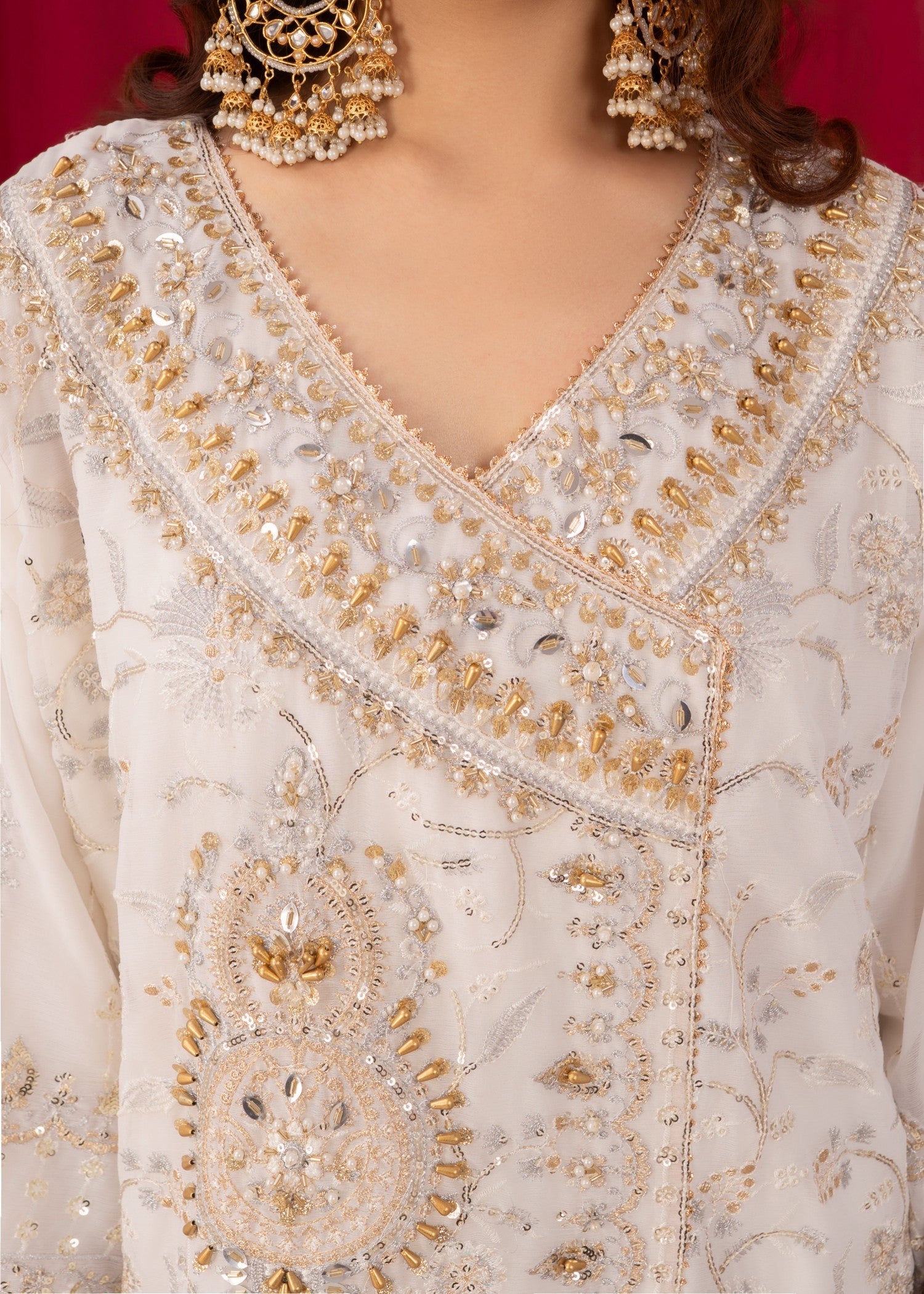 Four Season Boutique SAJAL CRUSH PLAZZO WHITE Women 3pcs