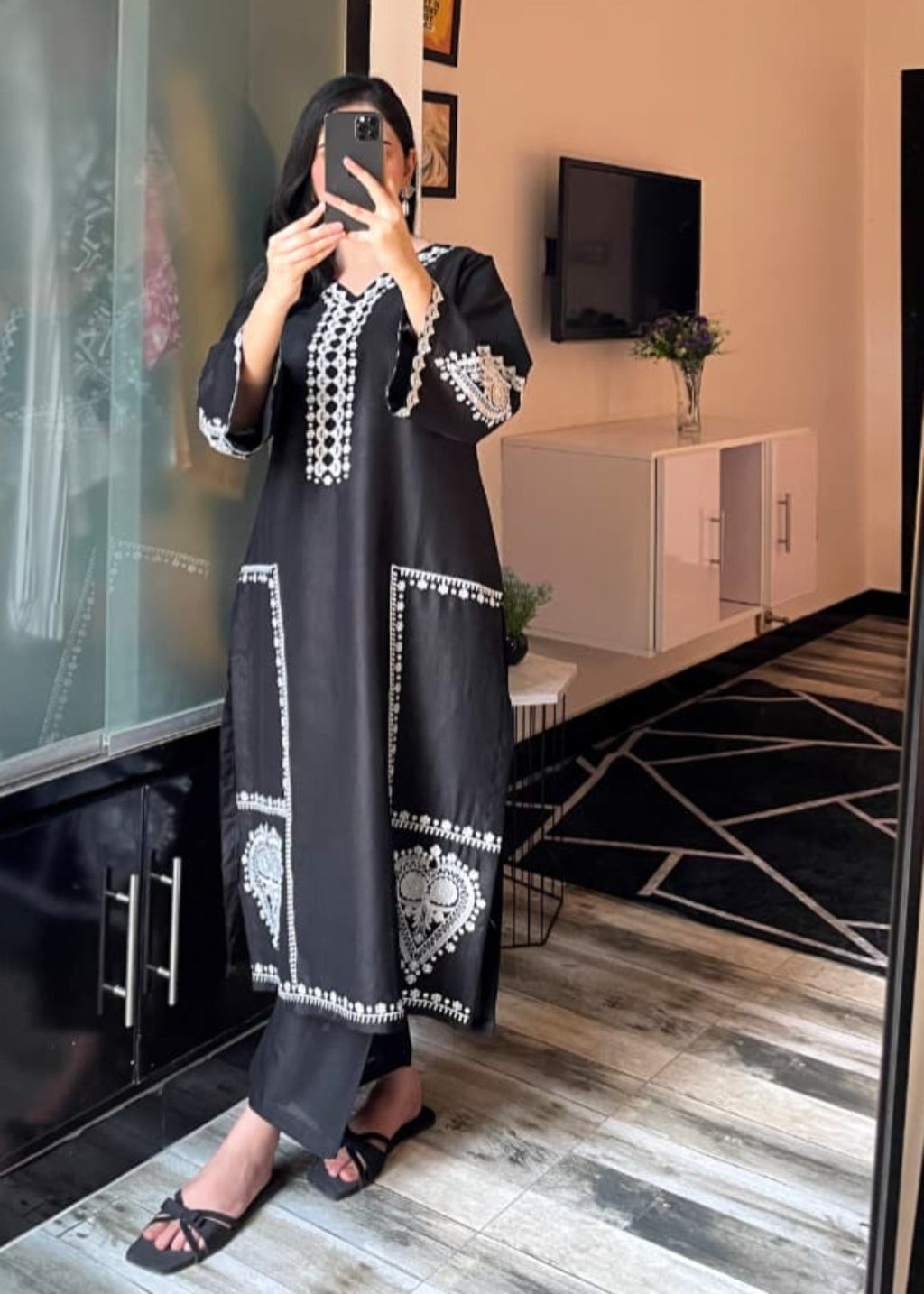 Tehzeeb Libas BLACK SPARKLE EMBROIDERED Women 2pcs