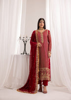 Alyssa MAROON CHIFFON SUIT ALL908 Women 3pcs