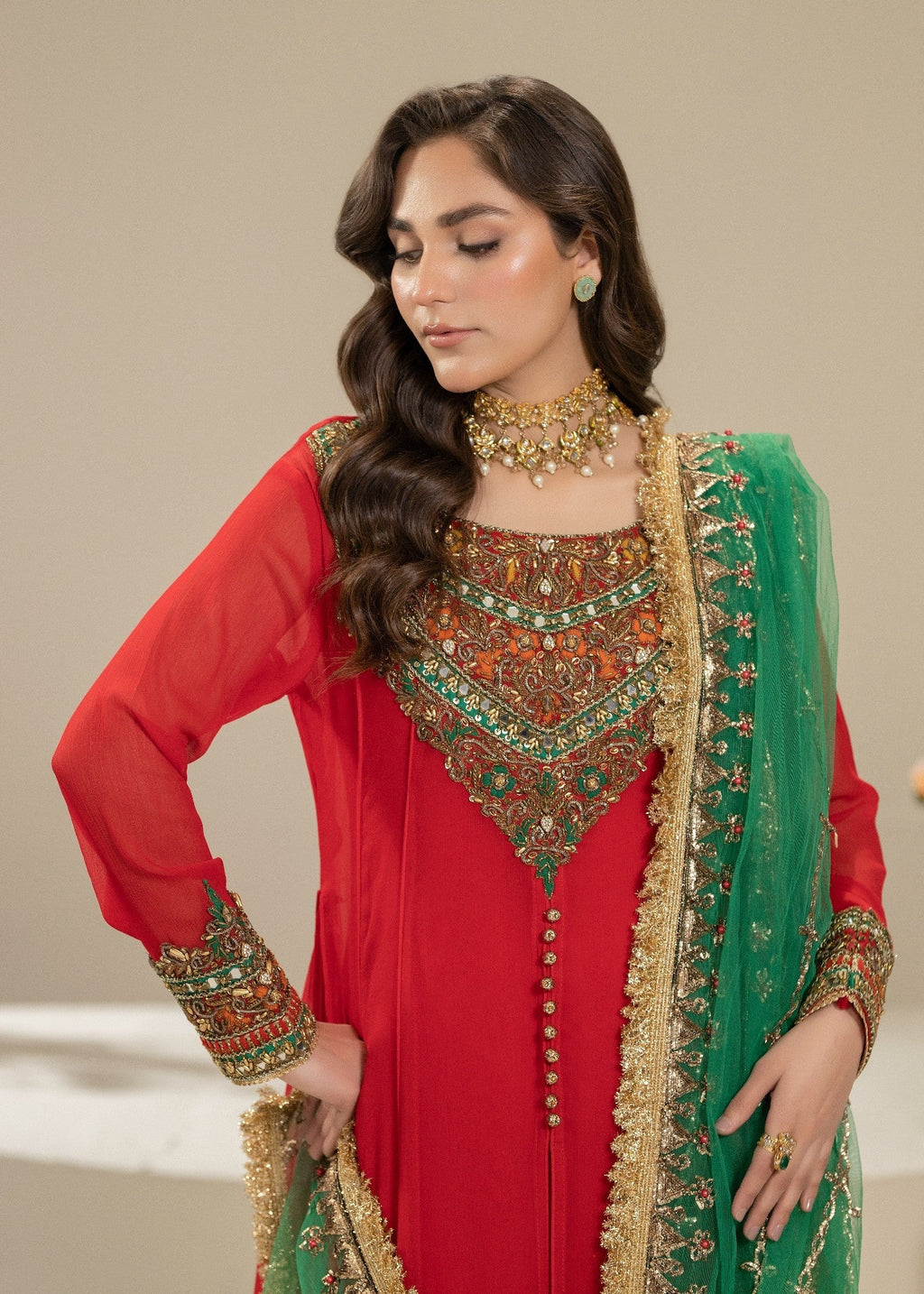 Khuda Baksh Creations Z 304 Red Women 4pcs