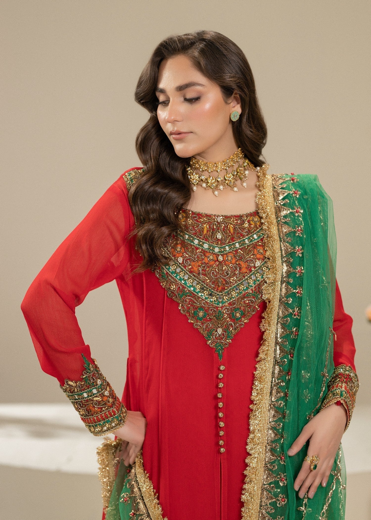 Khuda Baksh Creations Z 304 Red Women 4pcs