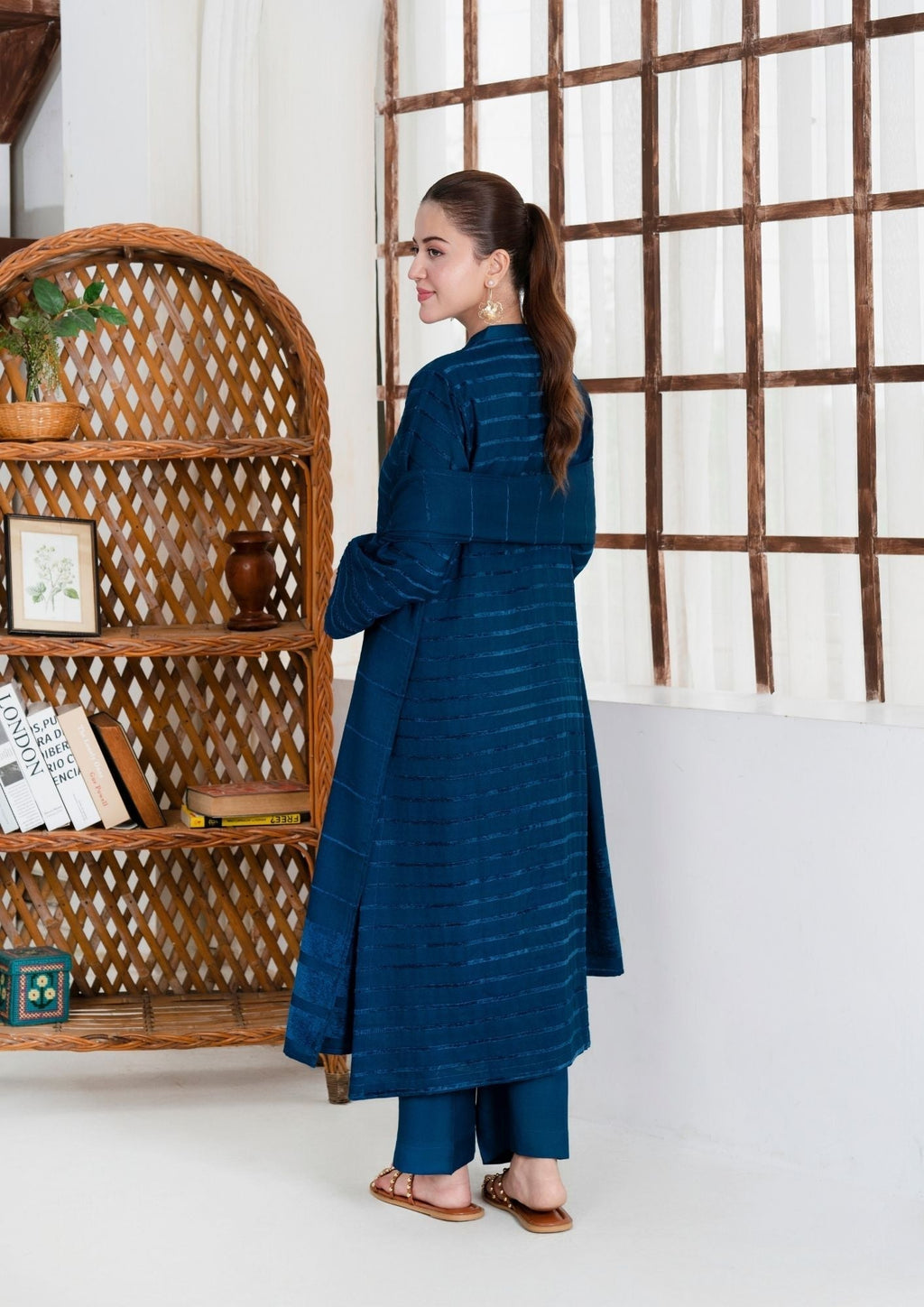 Yolo Pret Alpine Velvet Shirt with Velvet Border Shawl and Plain Trouser AML W25 0014 Women 3pcs