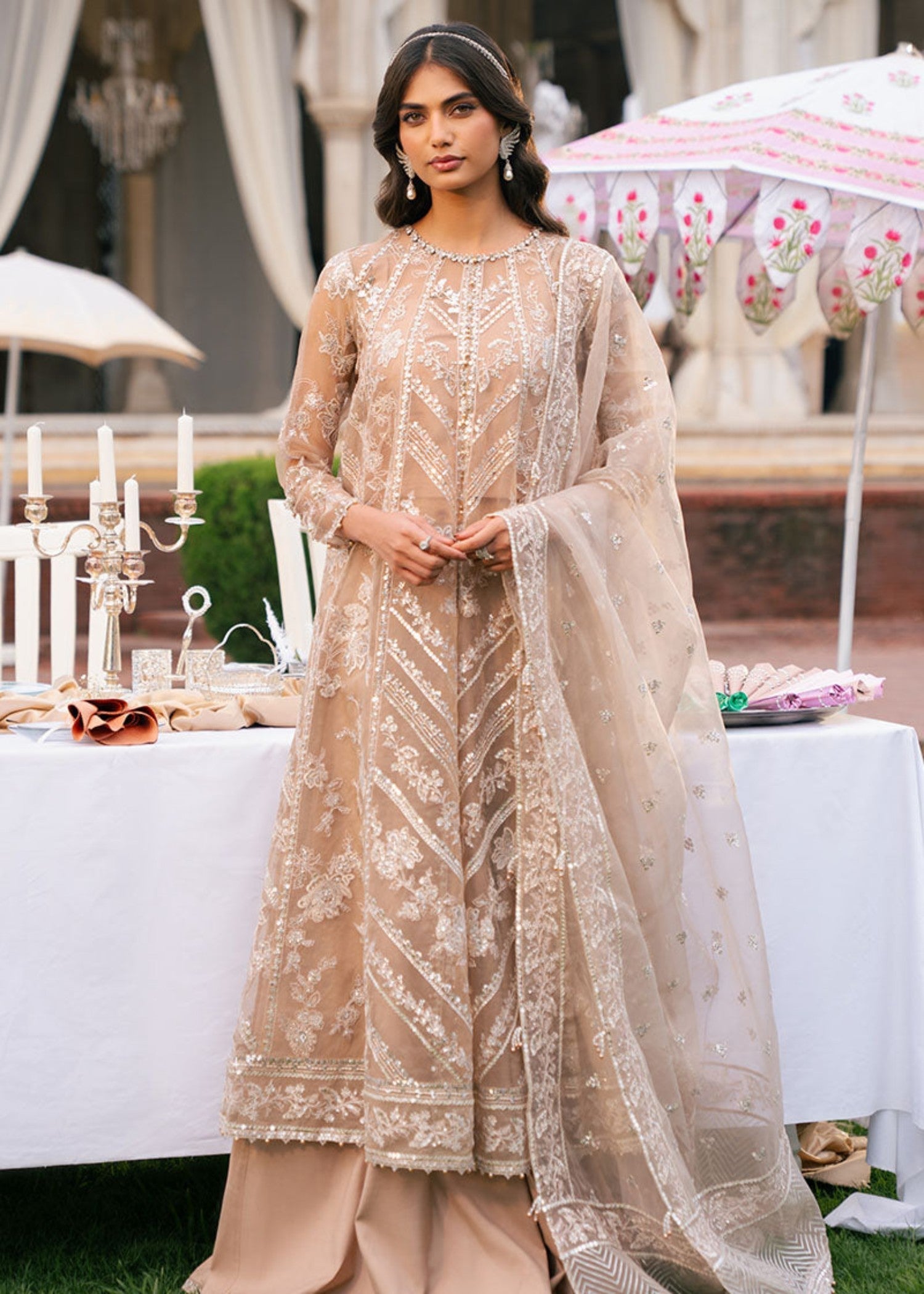 Cross Stitch BRONZE BLAZE ORGANZA EMBROIDERED PRET Women 3pcs