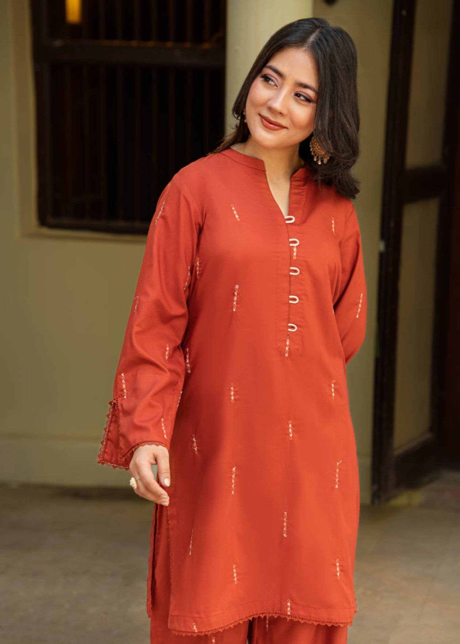 Tng (The Next Generation) Nafeesa Co Ord Set | Rust Orange Women 2pcs