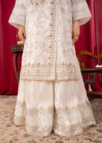 Four Season Boutique SAJAL CRUSH PLAZZO WHITE Women 3pcs