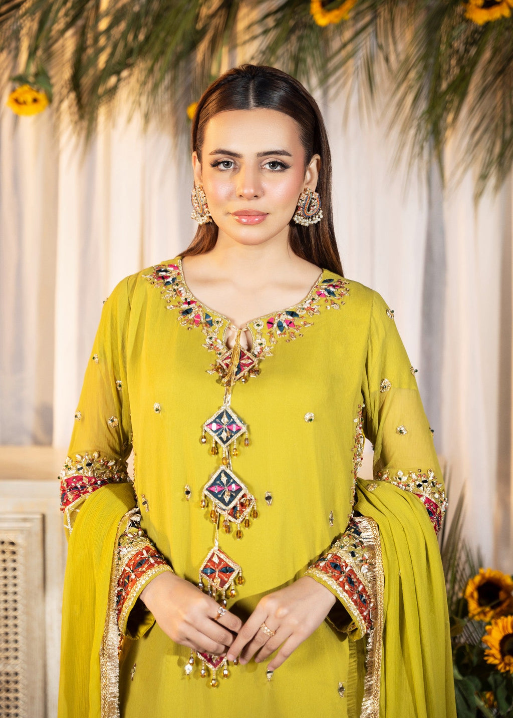 Maira Fashion Yellow Green Crush Sharara 71 Women 3pcs