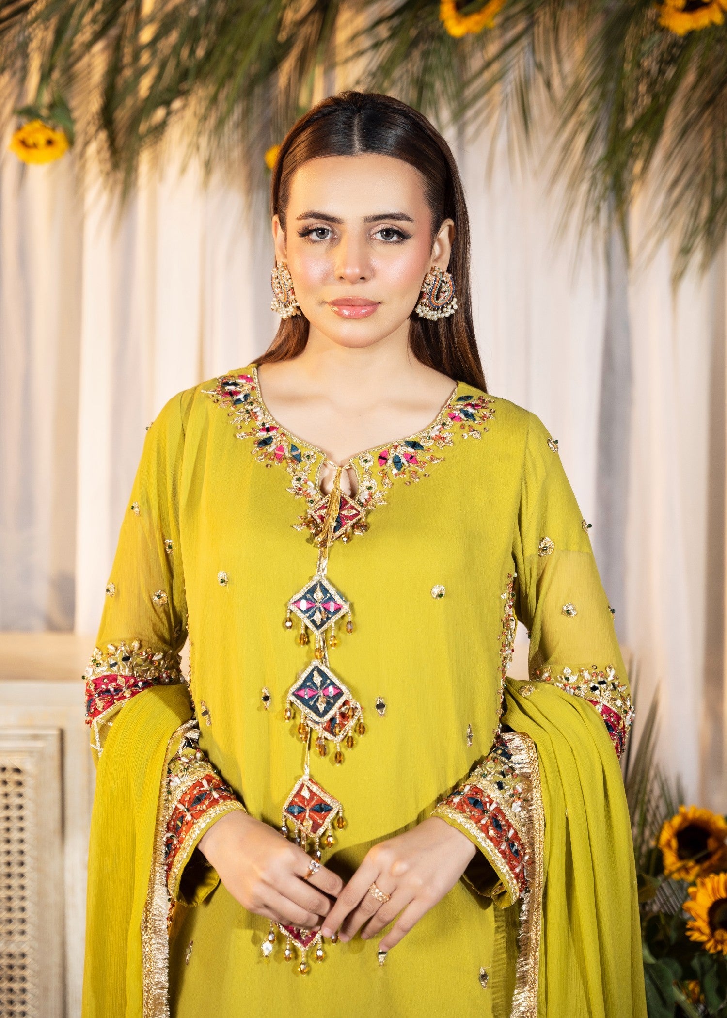 Maira Fashion Yellow Green Crush Sharara 71 Women 3pcs
