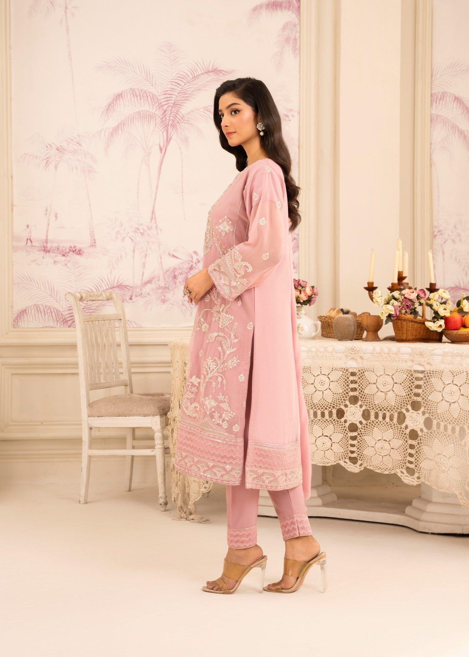 Four Season Boutique MEHAK CHIFFON PINK Women 3pcs