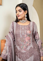Pehnawa By Bin Akram’s Mauve Rose Pret | Chiffon Kurta Set Women 3pcs