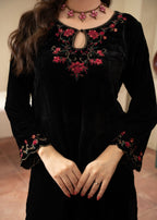 Naaz Couture Black velvet Embroidered Suit Women 3pcs