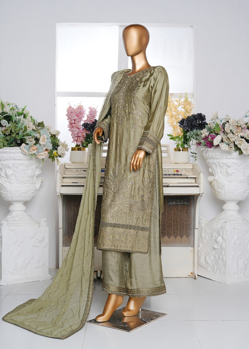 Ahmed Creations RUMAISA OLIVE GREEN Women 3pcs