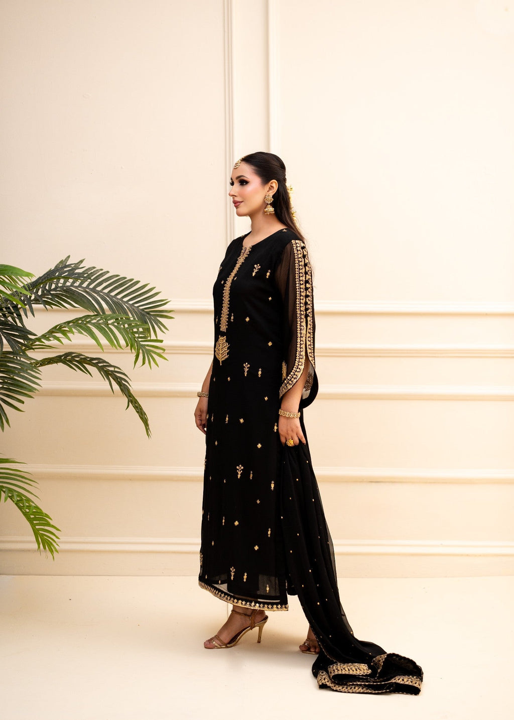 Alyssa Black Chiffon Suit ALL405 Women 3pcs