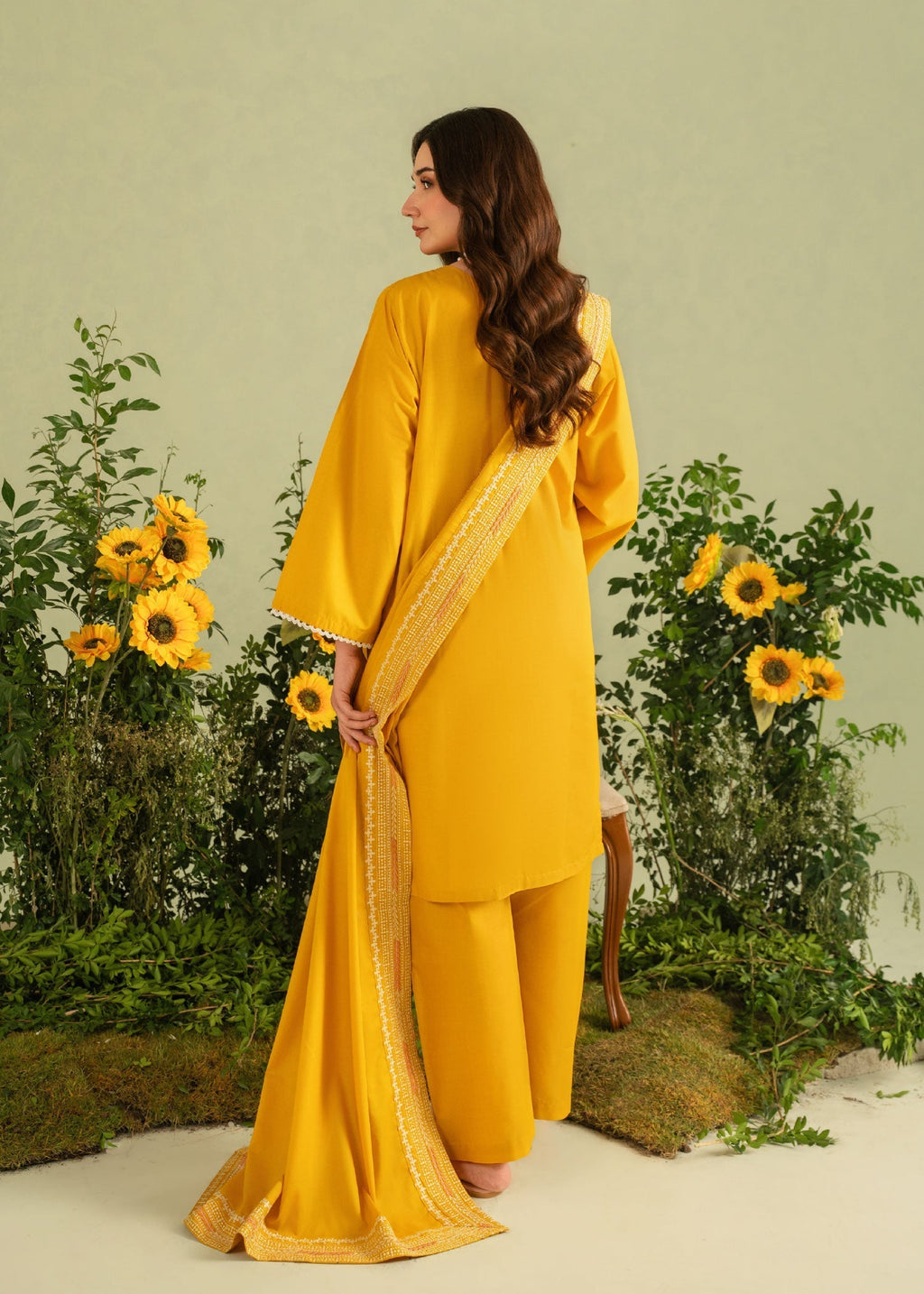 Chaudhary Arts Lime Embroidered Women 3pcs