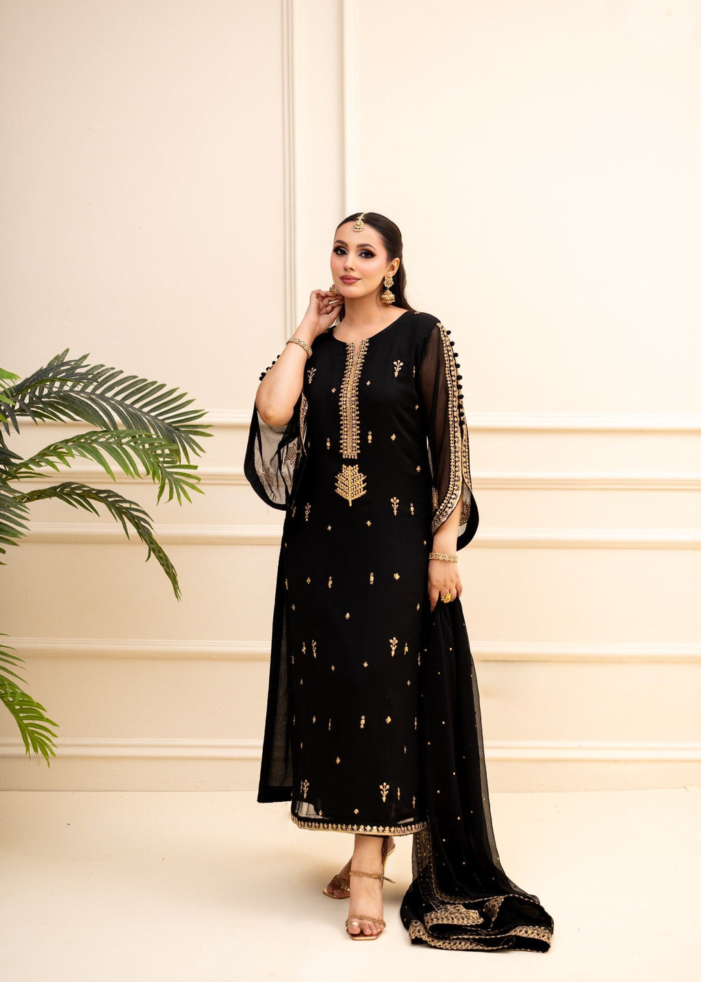 Alyssa Black Chiffon Suit ALL405 Women 3pcs