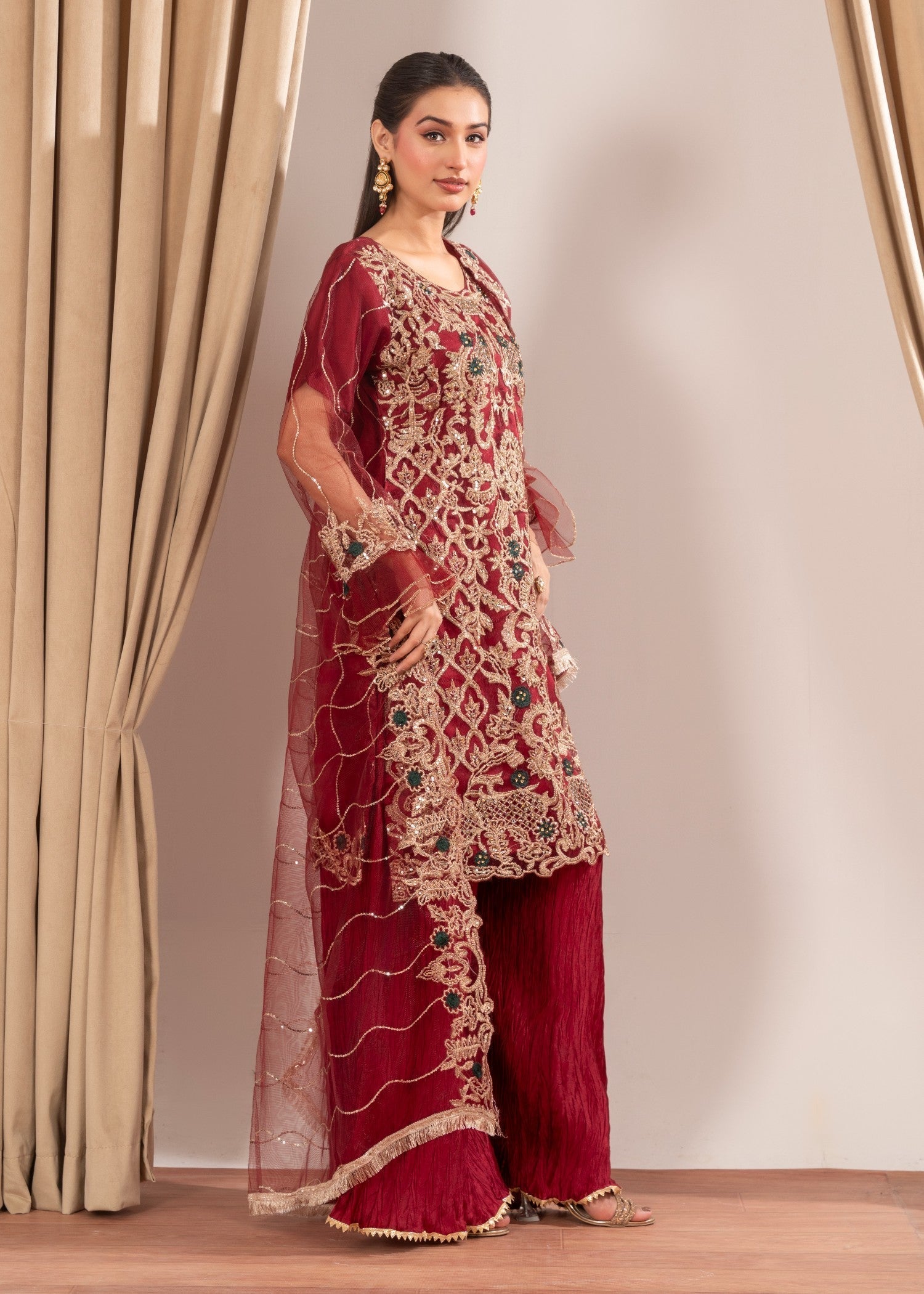 Four Season Boutique MALHAAR CRUSH MAROON Women 3pcs