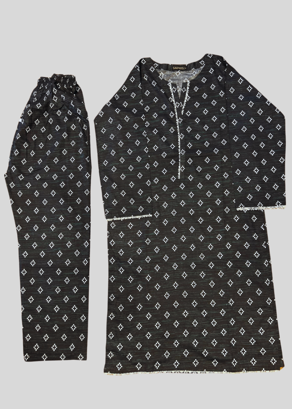 Salimas Lawn Stitched Suit – Elegant Geometric Charm Women 2pcs