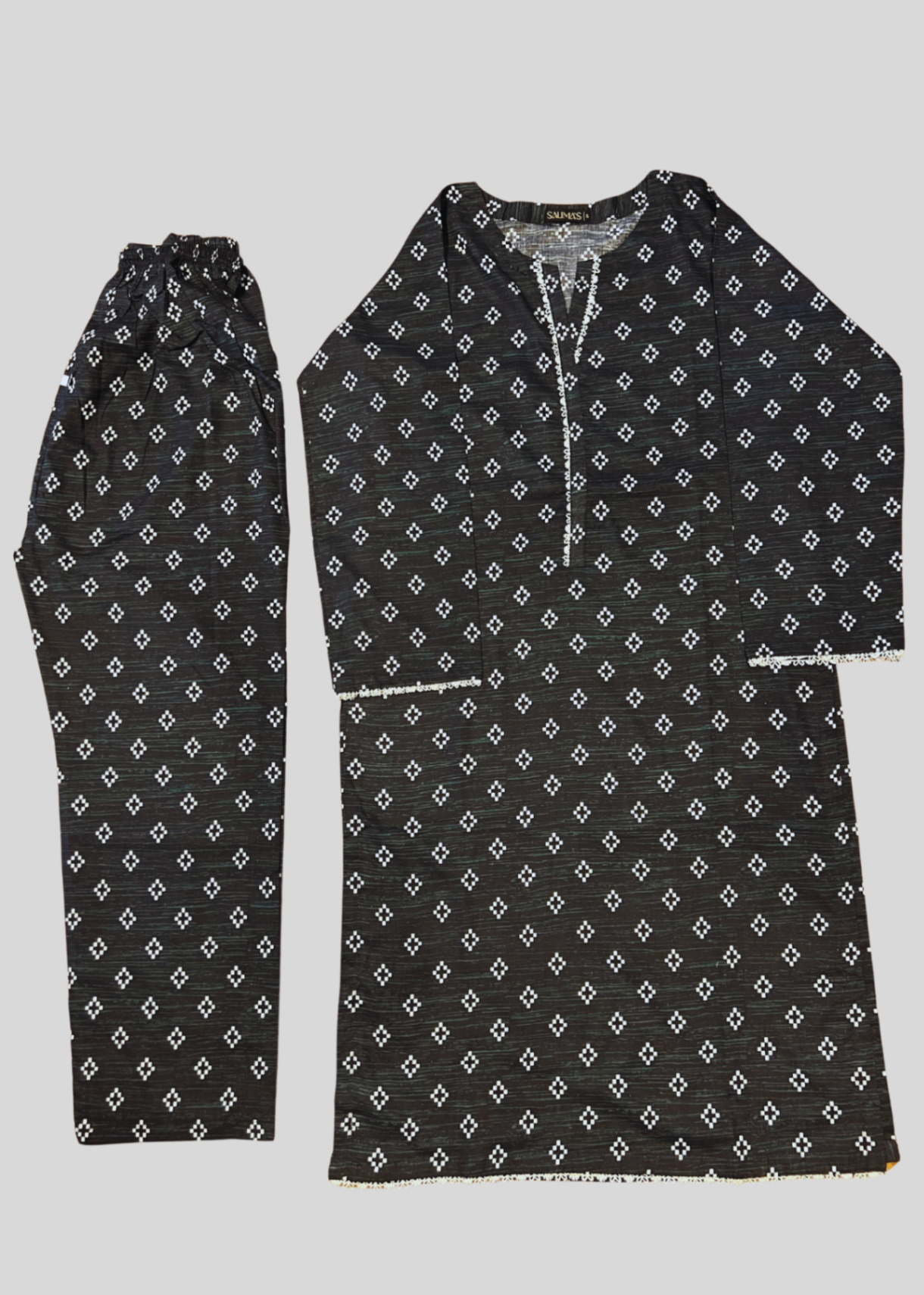 Salimas Lawn Stitched Suit – Elegant Geometric Charm Women 2pcs