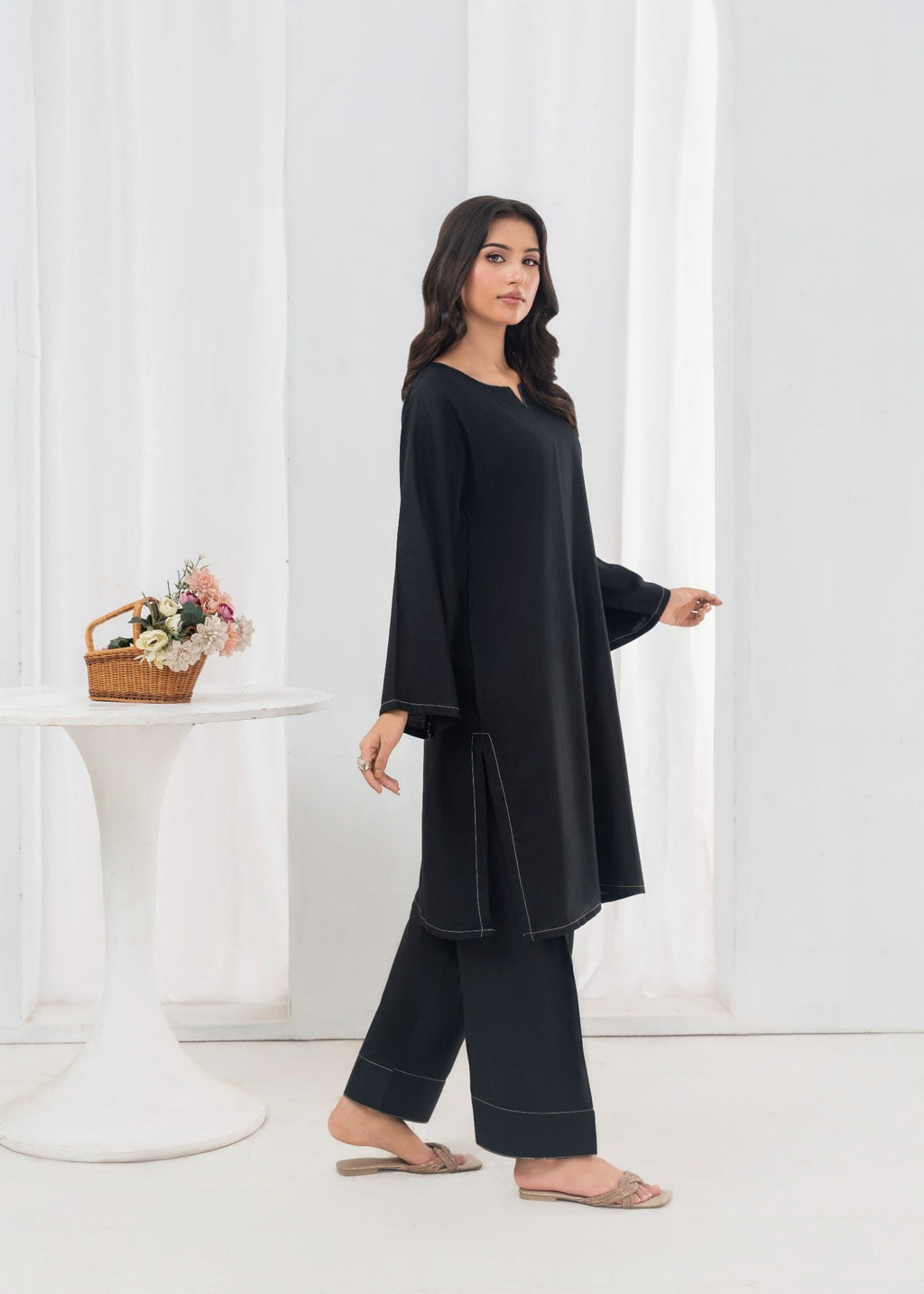 Stylish Collection PLAIN BLACK FARSHI SHALWAR Women 2pcs
