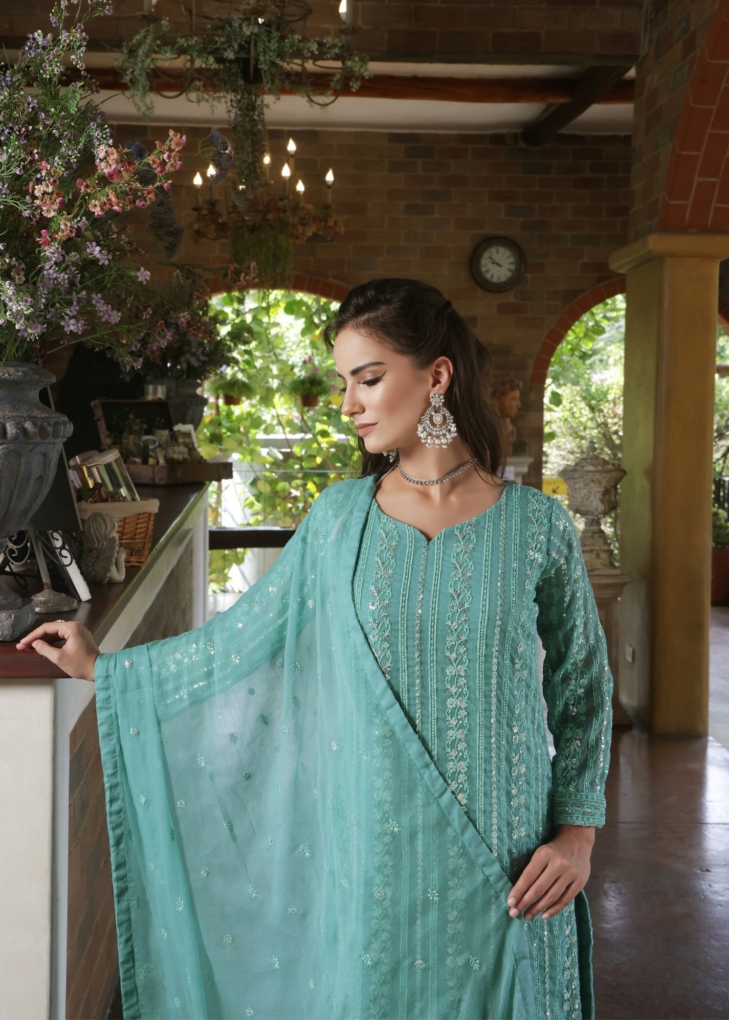 Abaan Zohan Chandni Light Cyan Women 3pcs