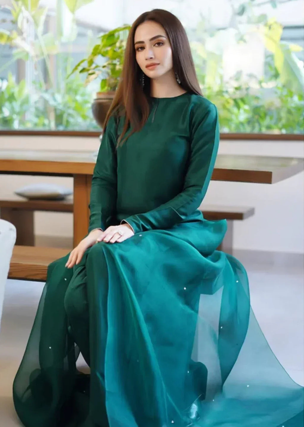 Uzman Yasen Green Farshi Shalwar Women 3pcs