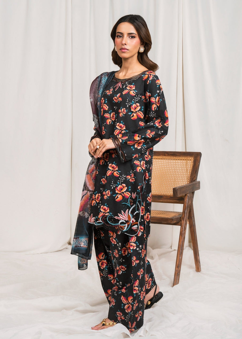Sahibas By Mirza Velour Black Women 3pcs