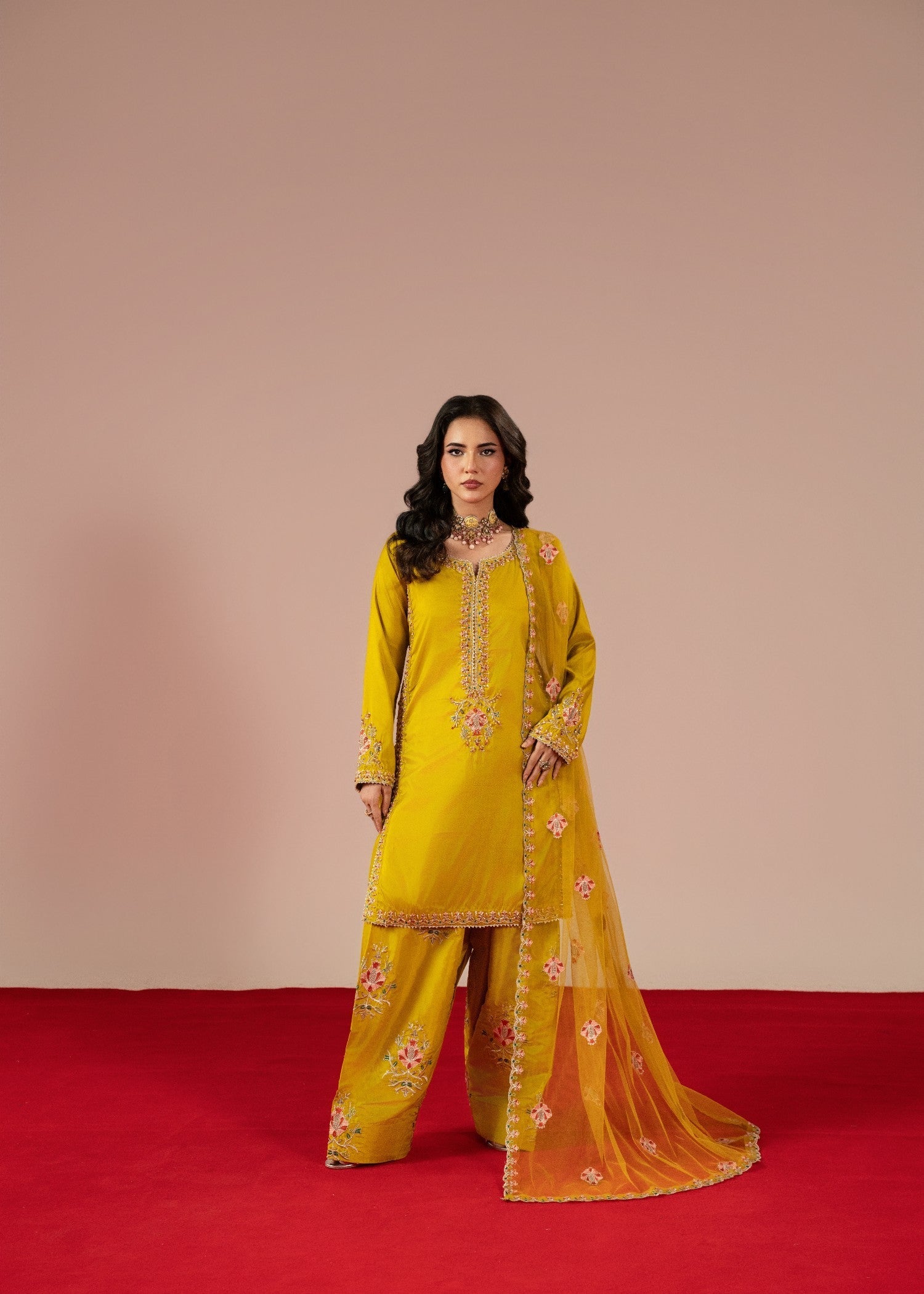 Maira Fashion Mustard Farshi Shalwar Women 3pcs