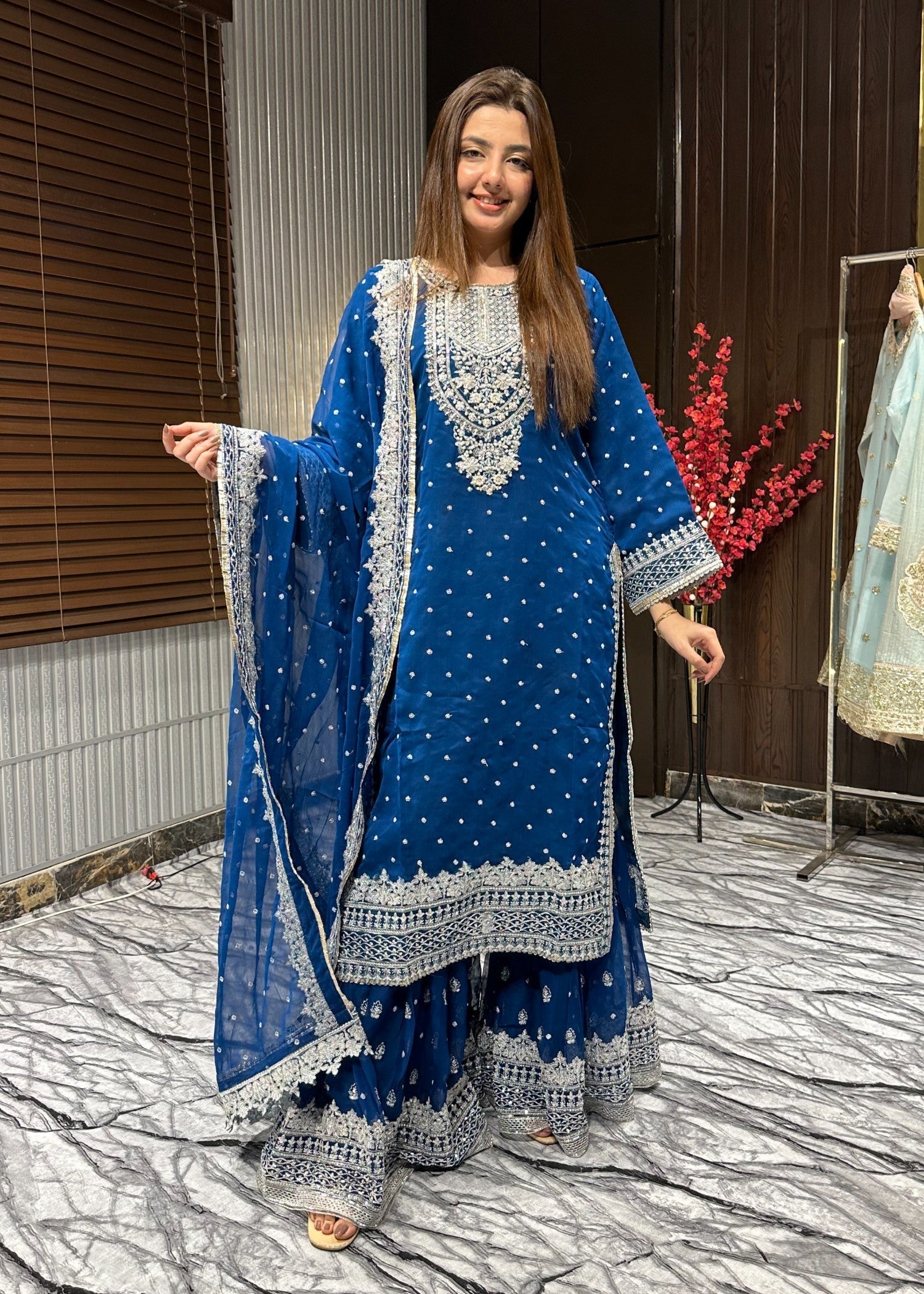 Four Season Boutique HASEENS FARSHY TEAL BLUE Women 3pcs