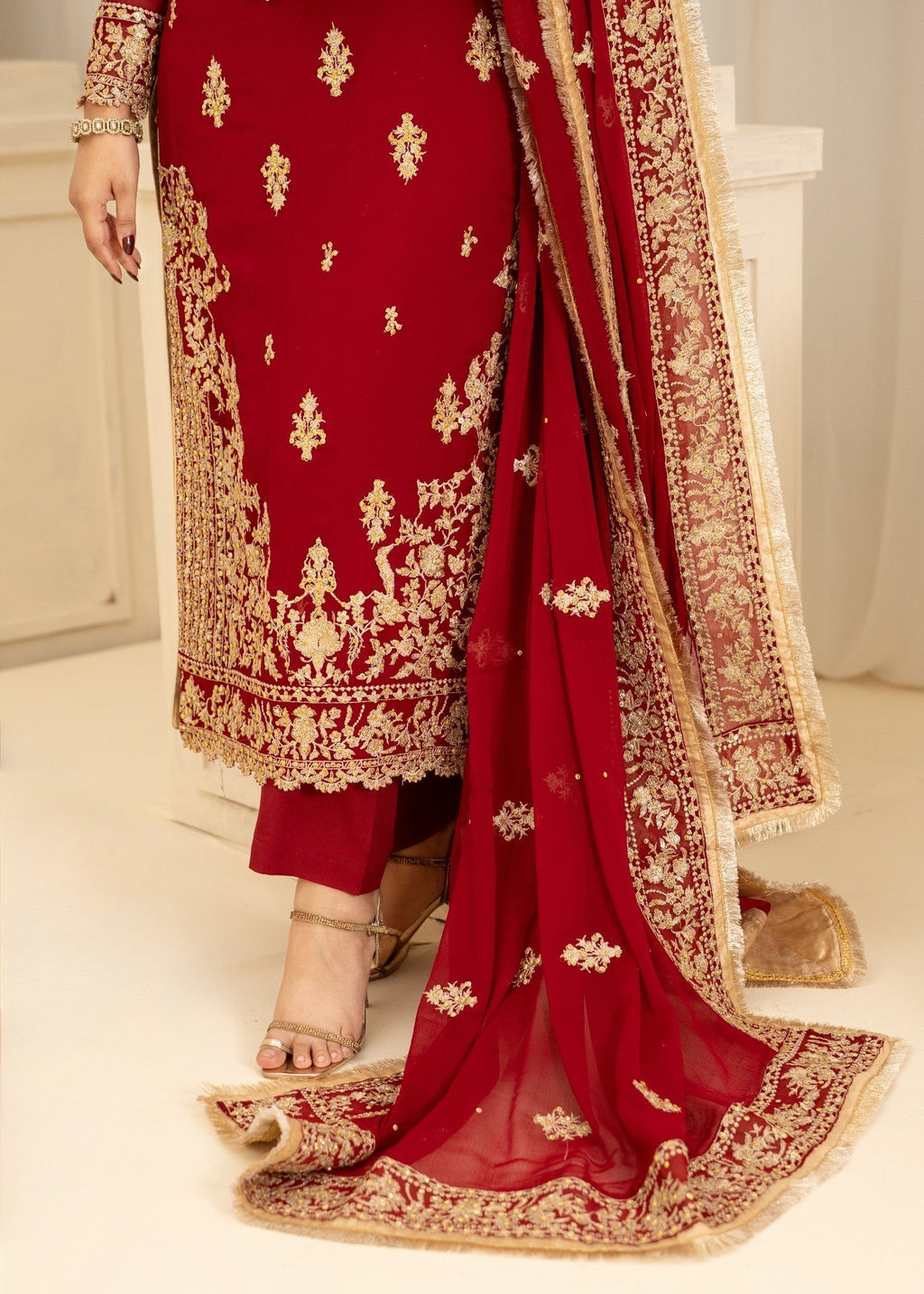 Alyssa Red Chiffon suit ALL410 Women 3pcs