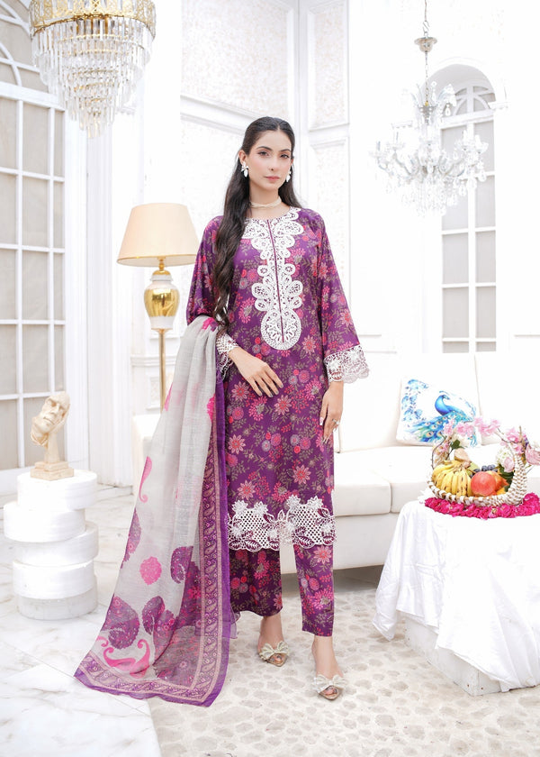 AATIQA Printed Pure Lawn Embroidered 08 Women 3pcs