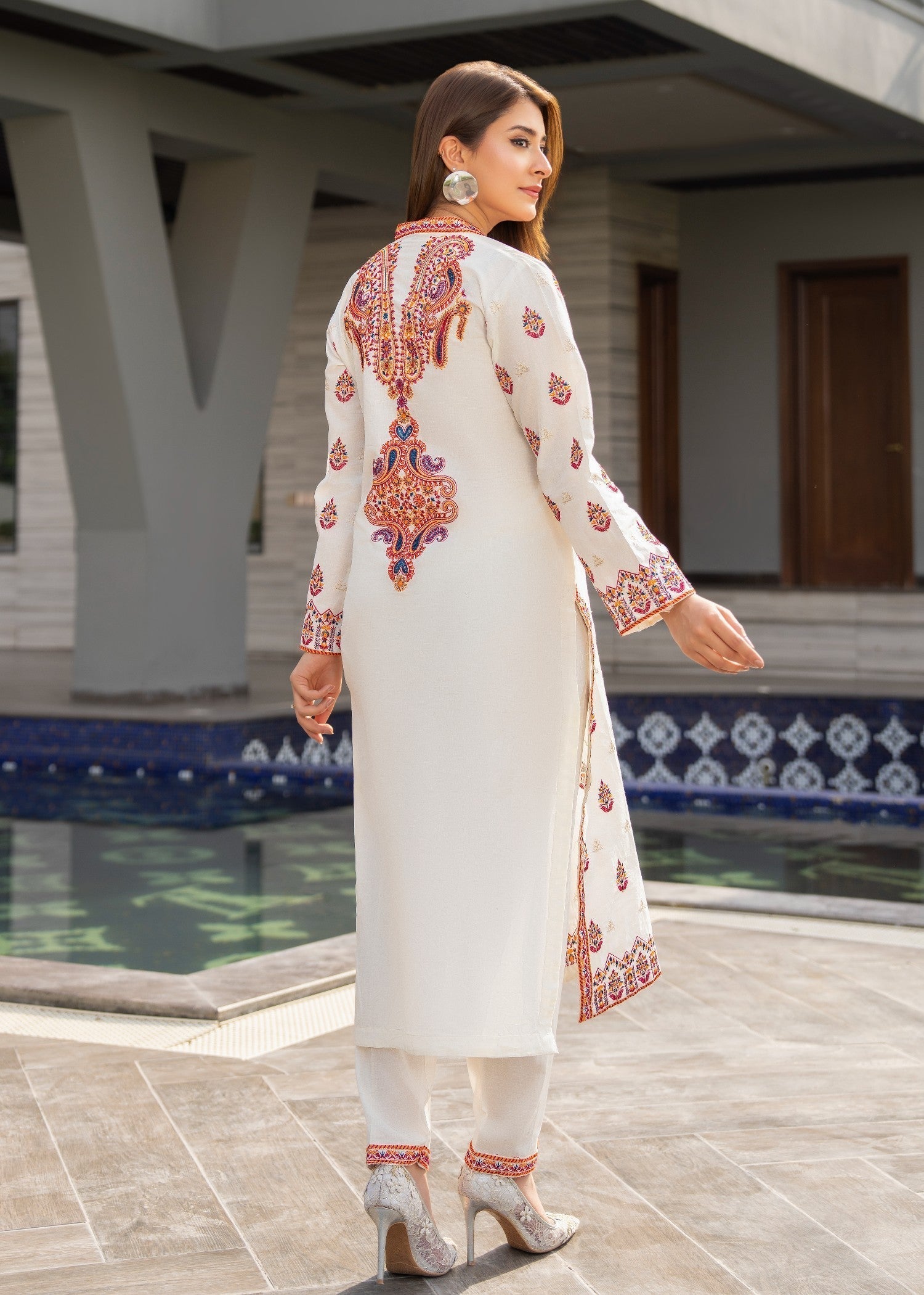 Sahibas By Mirza Violet ( Off White ) Women 2pcs