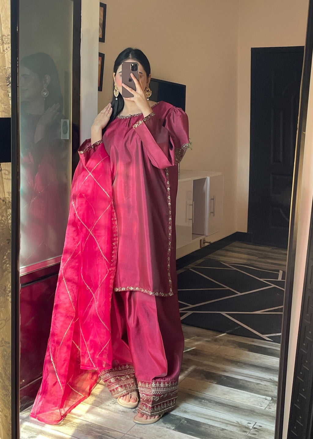 Shehroz Fashion Royal Wine Glow Women 3pcs