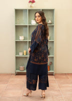 Naaz Couture Pashmina Wool Embroidered Coord Set Navy Blue Women 2pcs