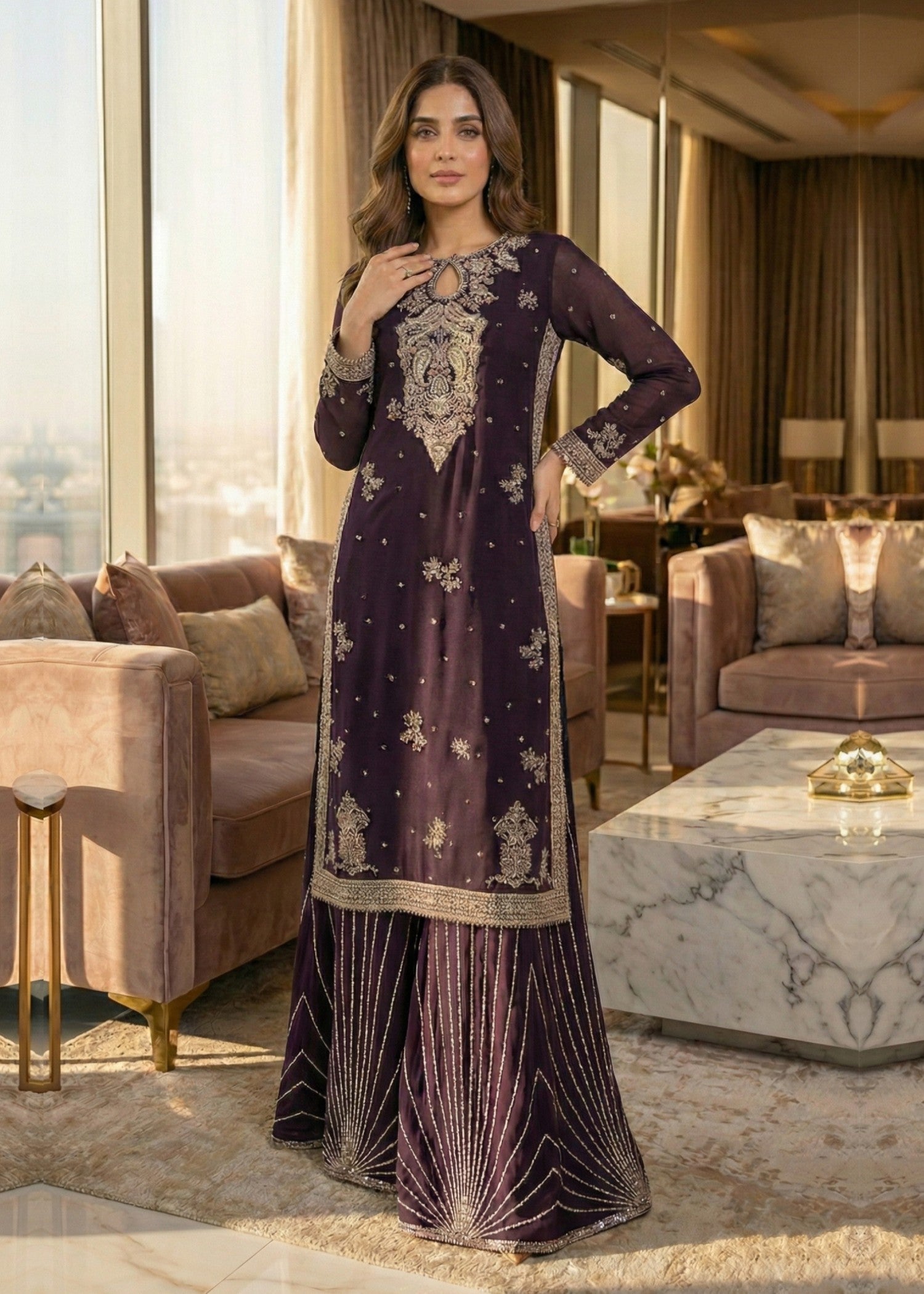 Diara Couture OPALINE V 06 PURPLE Women 3pcs