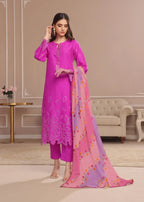 Luxeurs Dahlia Embroidered Lawn Dress Women 3pcs