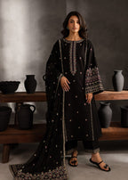 Shehroz Fashion Black Orchid lawn embroidery suit Women 3pcs