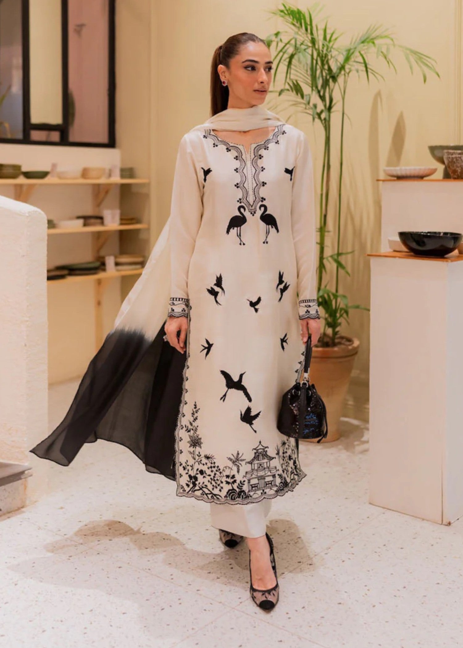 Safoora Amavi Bloom Embroidered Dress Women 3pcs